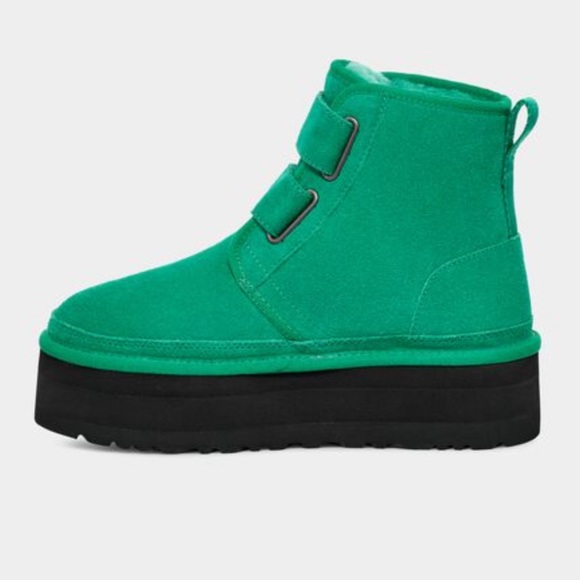 🆕UGG SIZE10 EMERALD GREEN NEUMEL PLATFORM BOOT KELLY GREEN STRAP BLACK PLATFORM - Picture 7 of 9